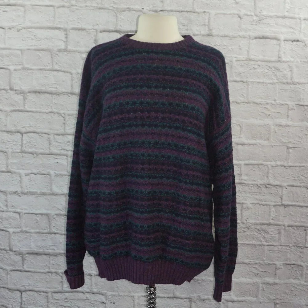 Vintage 90s Oversized Shetland Wool Boyfriend Sweater XL - Picture 1 of 6
